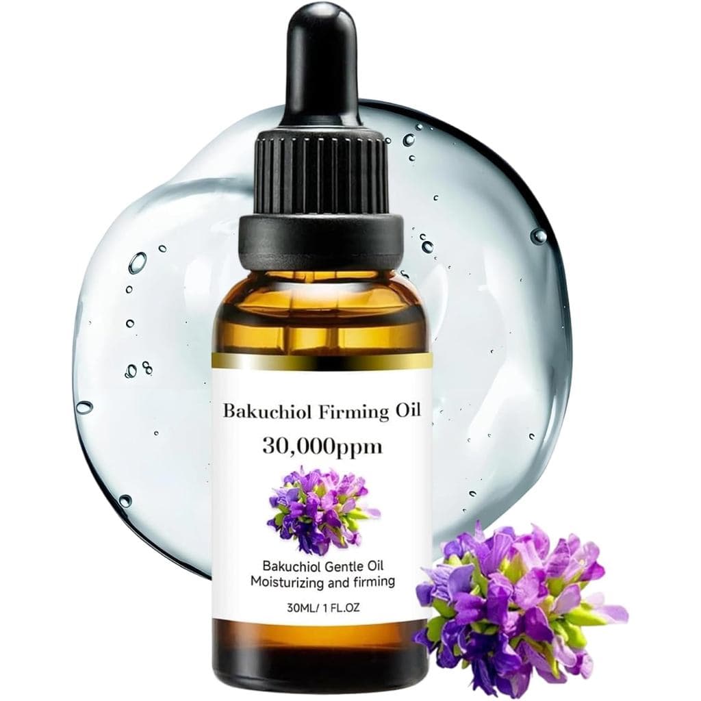 Óleo de Bakuchiol Orgânico Prensado a Frio para Rosto e Corpo, Sérum de Bakuchiol, Alternativa ao Retinol para Redução d