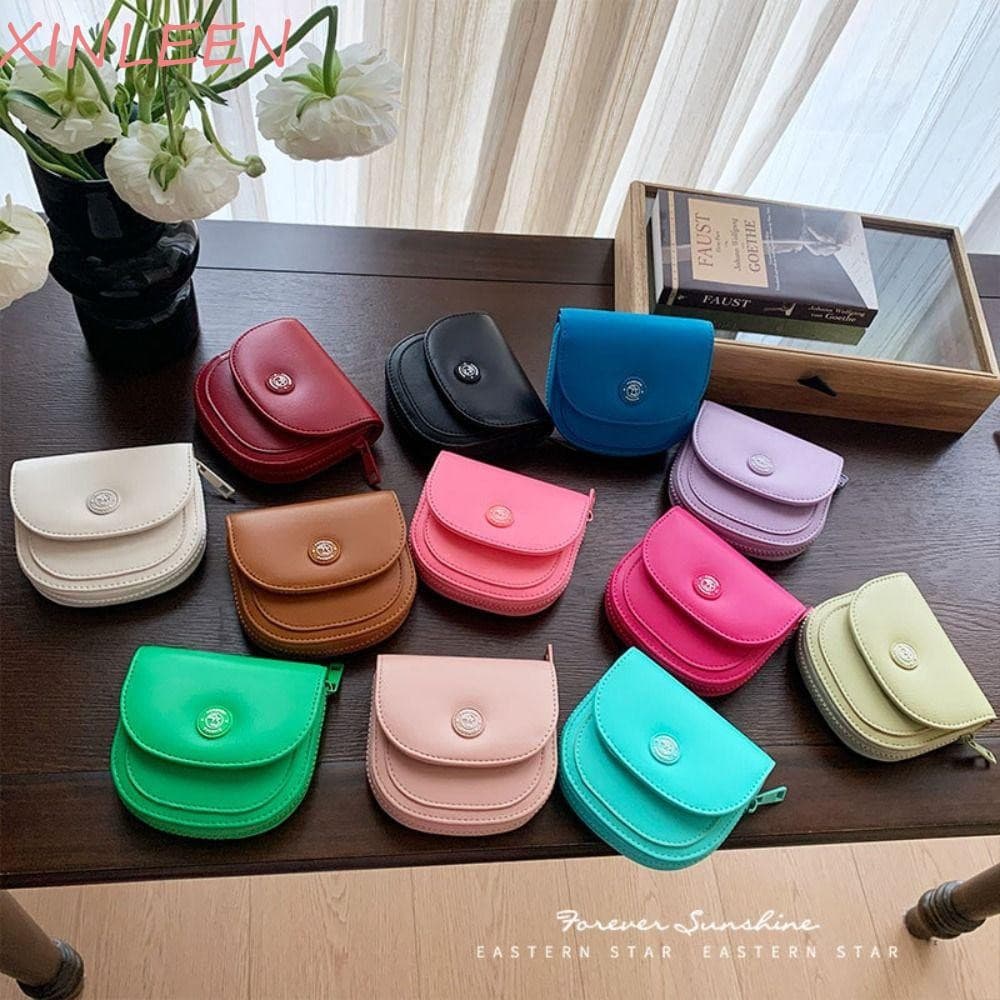 Carteira Feminina XINLEEN , Porta-Cartões De Couro PU Estilo Coreano , Bolsa Curta Com Vários Slots Para Cartão