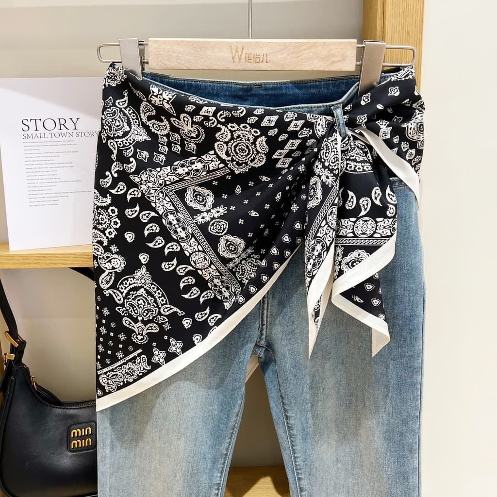 Artístico Graffiti triângulo cachecol de seda feminino pescoço cachecol faixa de cabelo combinando camisa xale acessório
