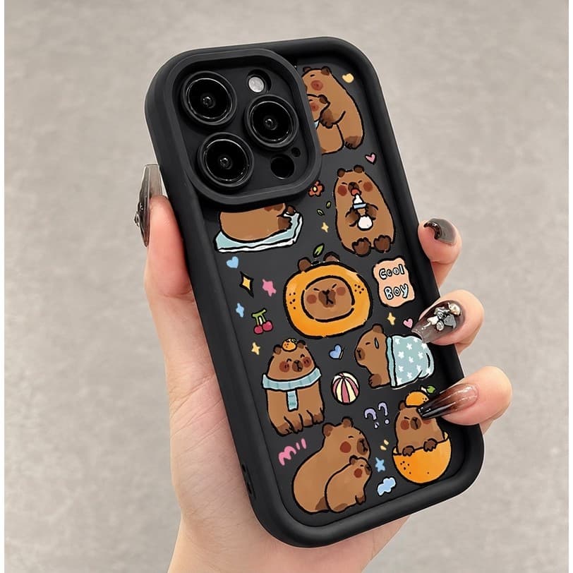 Capinha Capivara Fofo Para iPhone 11 12 13 14 15 16 17 Pro Max Samsung S25 S24 S23 Anti-quedas
