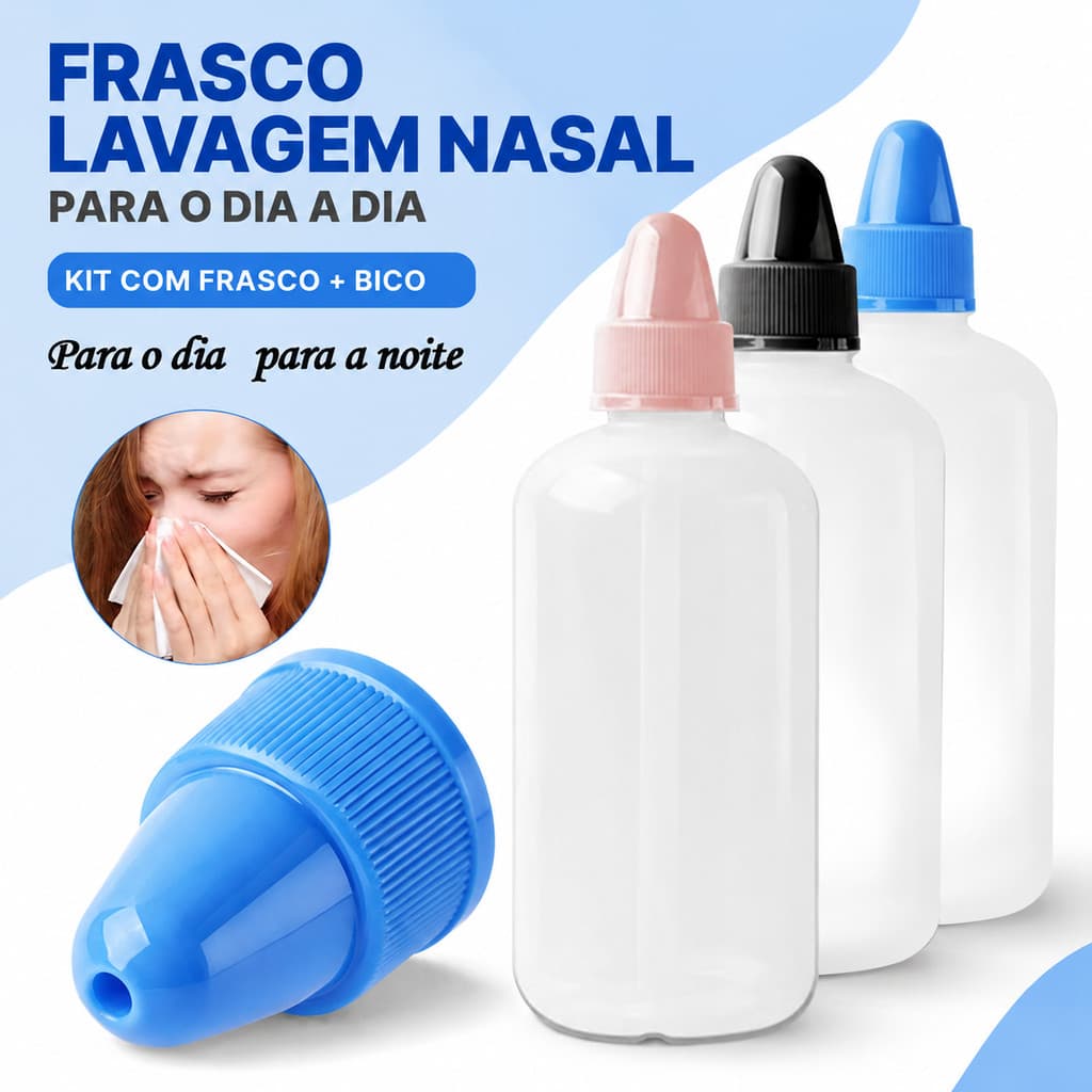 Pote de Lavagem Nasal de 250ml, Produtos de Cuidado e Limpeza Nasal para Crianças e Adultos AKDT