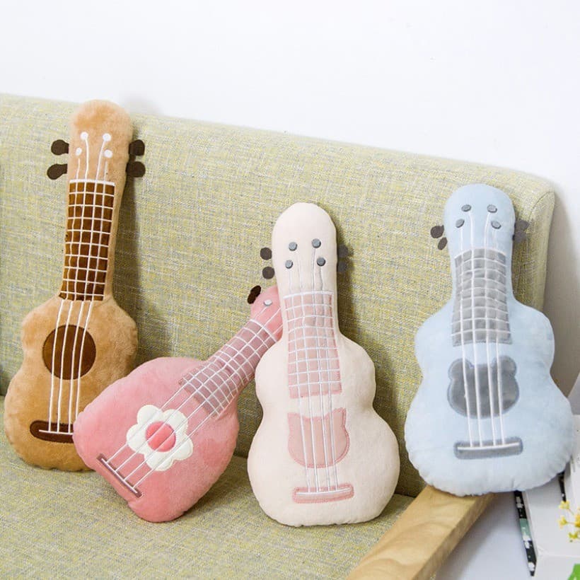 Super Macio Toque Flor Gato Ukulele Guitarra Em Forma De Brinquedo De Pelúcia Boneca Travesseiro Bonito Presente Para Me
