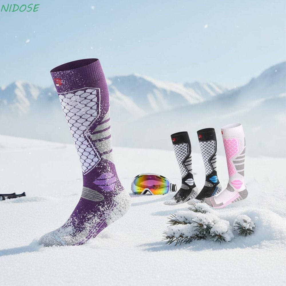 Meias De Snowboard NIDOSE , Esqui Antiderrapantes Espessadas Compressão Térmica Respiráveis Que Absorvem A Umidade