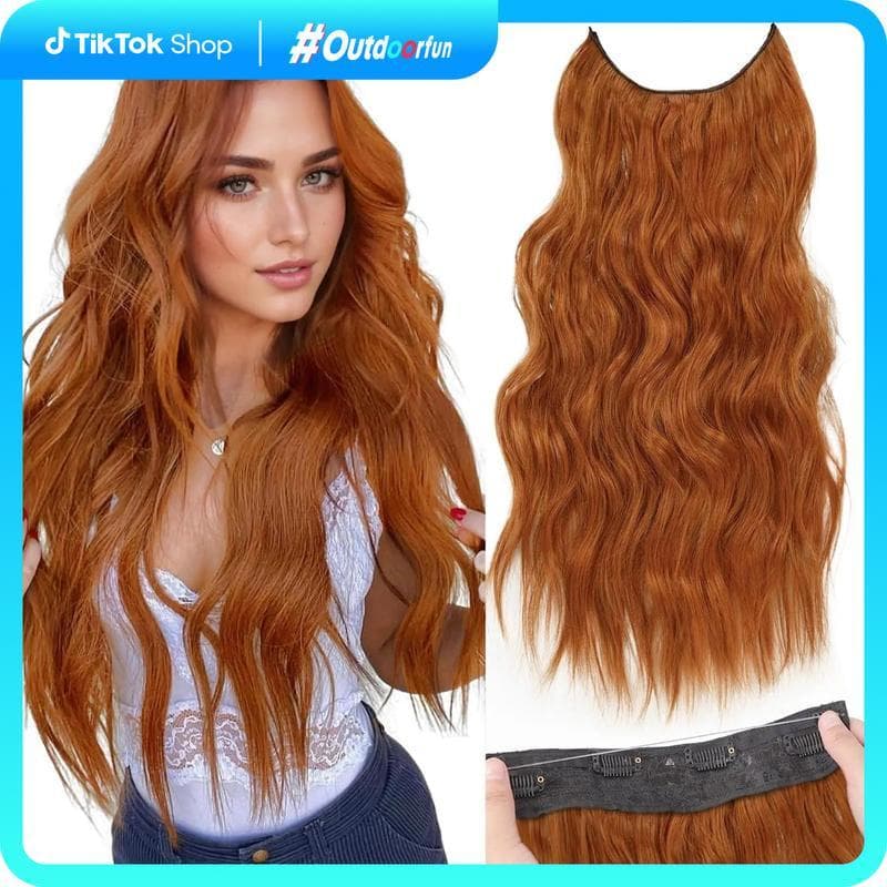 Extensões de Cabelo AISI HAIR com Fio Invisível, Cabelo Ondulado, Tamanho Ajustável, 4 Clipes Seguros, Apliques de Cabel