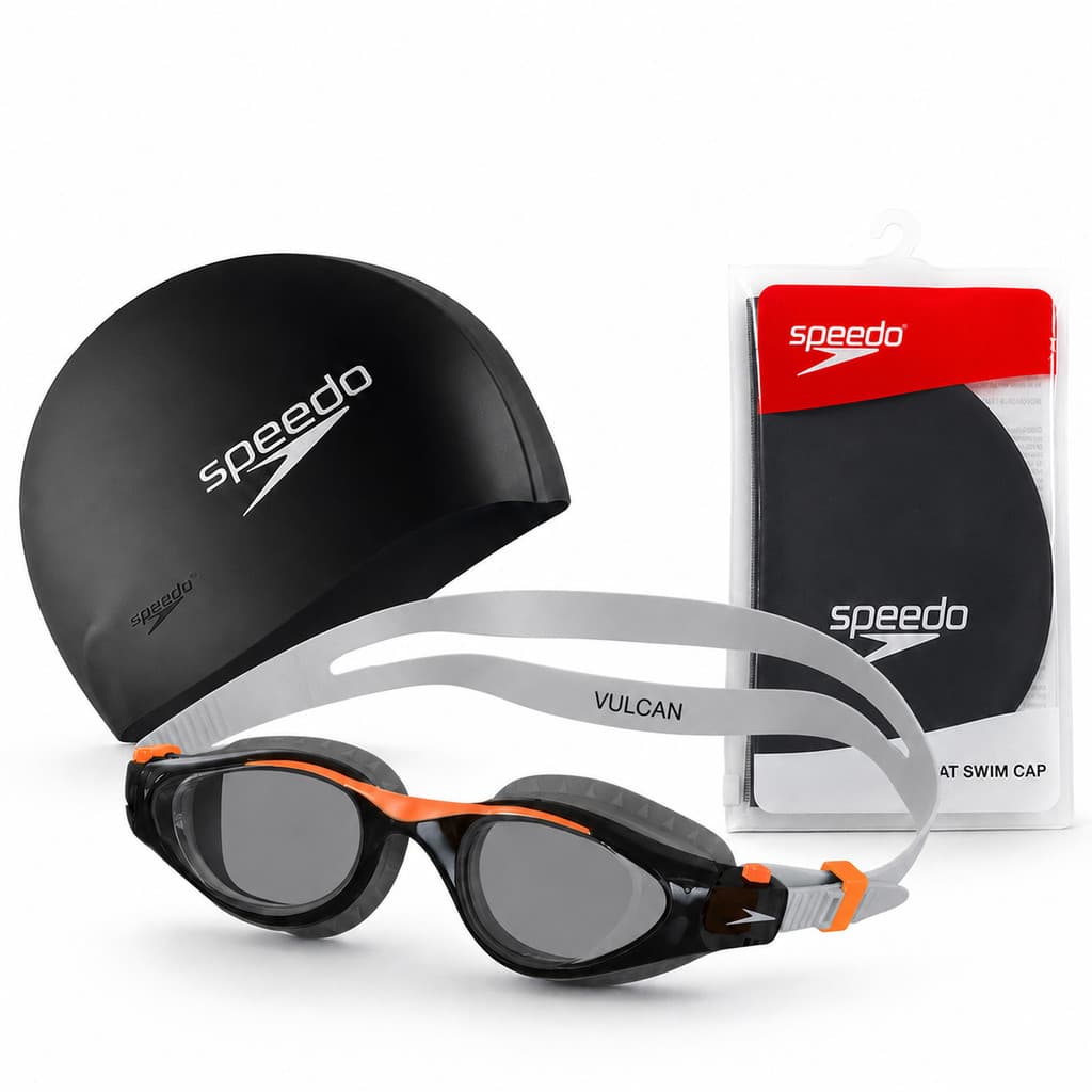 Kit Óculos Vulcan e Touca  Flat Swim Natação Speedo Original
