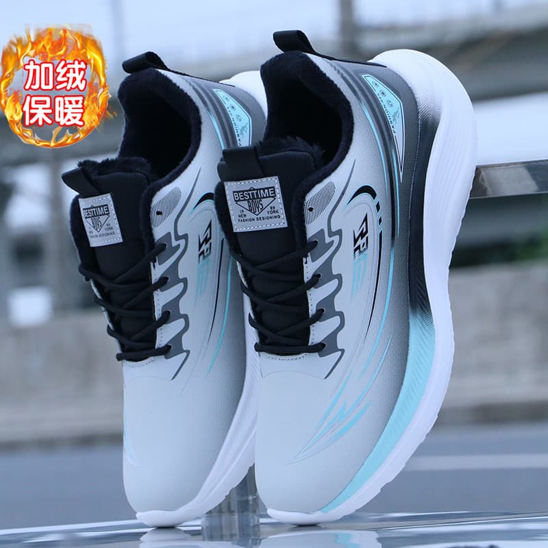 Casal sapatos de algodão Ultra-leve esportes de inverno tênis de corrida masculino engrossado velo-velo impermeável Anti