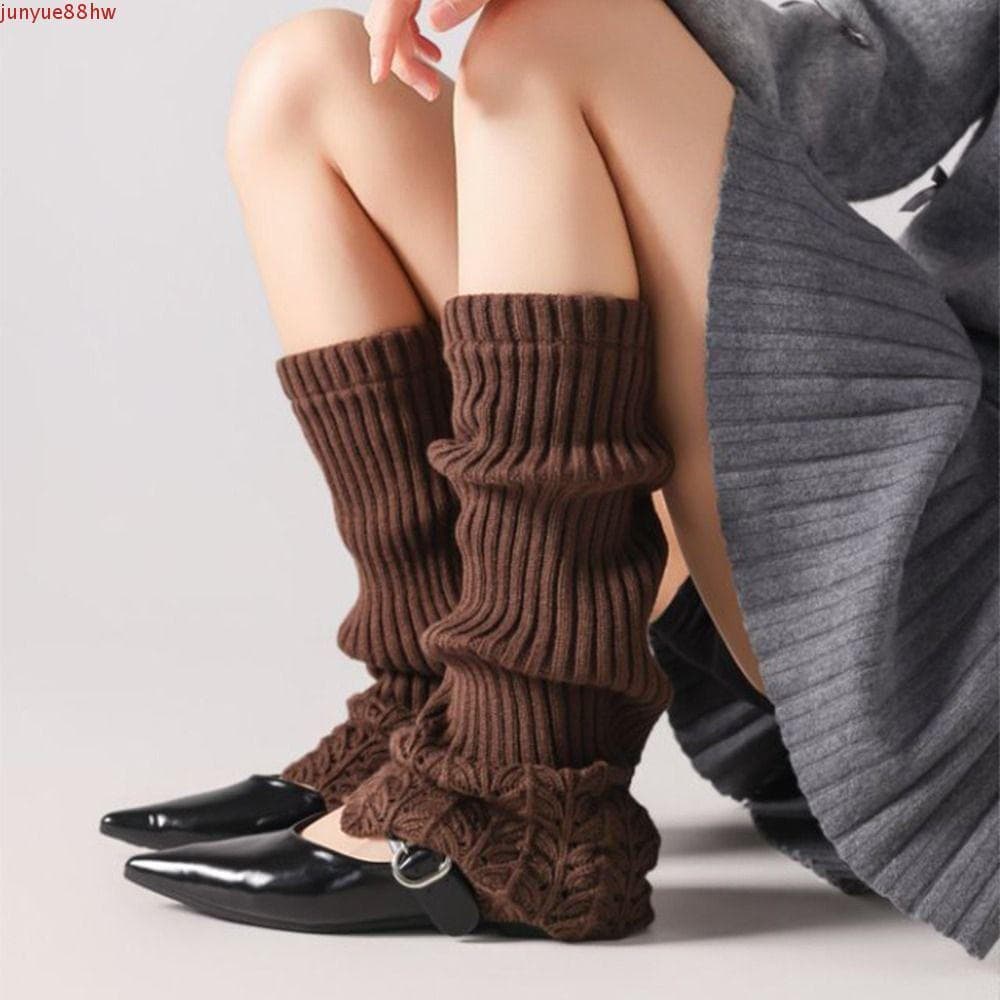 JUNYUE Polainas Femininas De Malha , Capa De Pé Feminina Doce Y2K , Botas Espessadas De Cor Sólida , Meias De Pilha