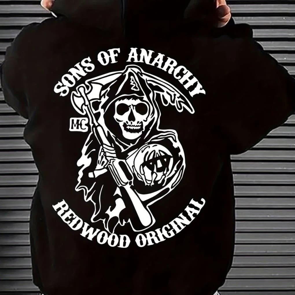 Moletom Com Capuz Rock Caveira Foice Arma  Sons Of Anarchy Streetwear Blusão de Frio de Qualidade Flanelado Envio Rápido