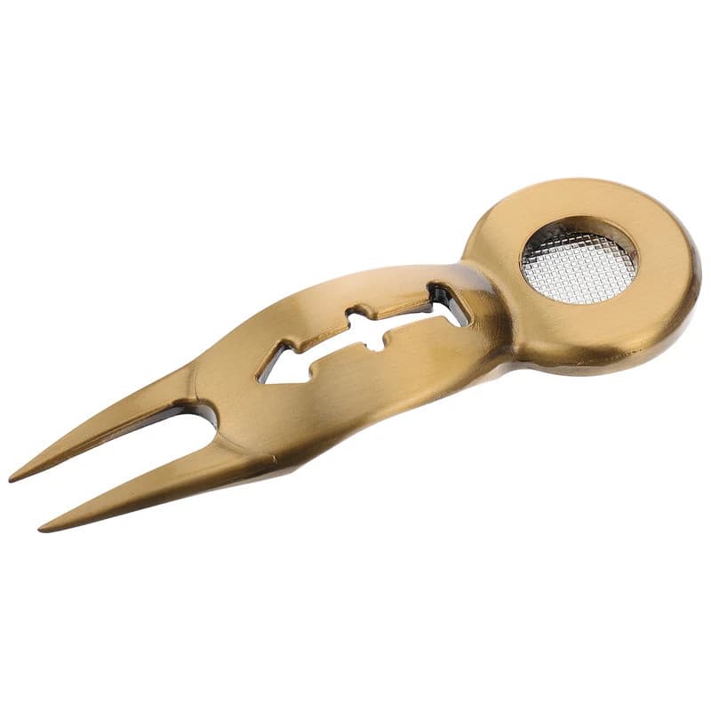 Ferramenta de Reparo de Divot para Golfe, Garfo de Aço Inoxidável, Marrom, Portátil, Durável, Marcador de Linha de Bola