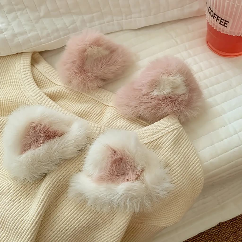1 par de presilhas de cabelo fofas com orelhas de gato de pelúcia para mulheres, presilhas BB para franjas laterais, for