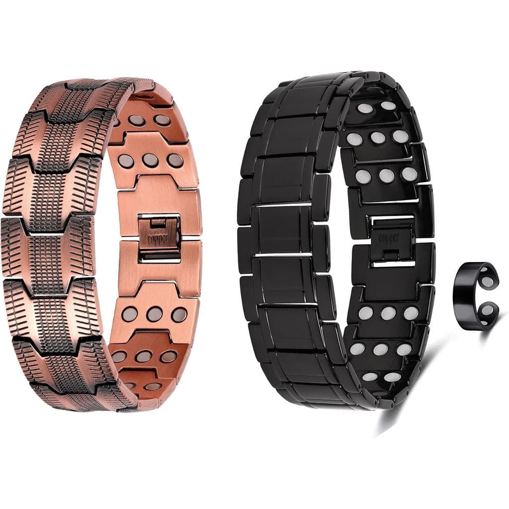 Pulseiras de Cobre Jecanori para Homens, Pulseiras Magnéticas Eficazes para Mulheres com Ímãs de 3800 Gauss