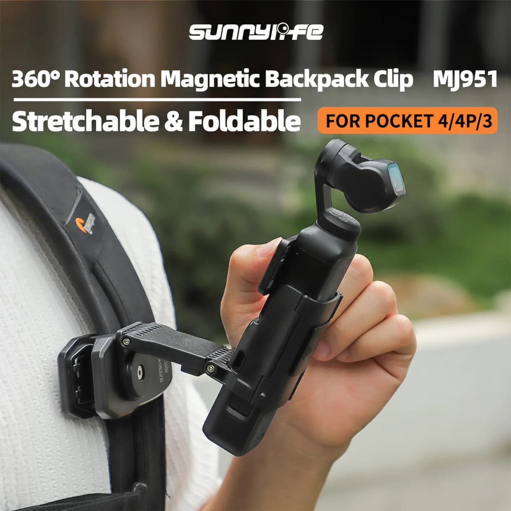 Clipe De Montagem Em Mochila-Para Montagens Magnéticas DJI OSMO Pocket4/3 360 ° Rotação Ação Cam Mochilas Alça De Ombro