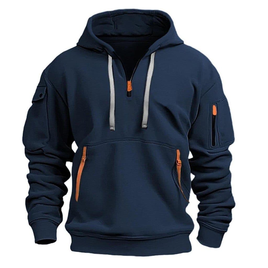 2025 Cross-Border outono inverno esportes masculinos Casual moletom com capuz pulôver zíper Multi-bolso masculino