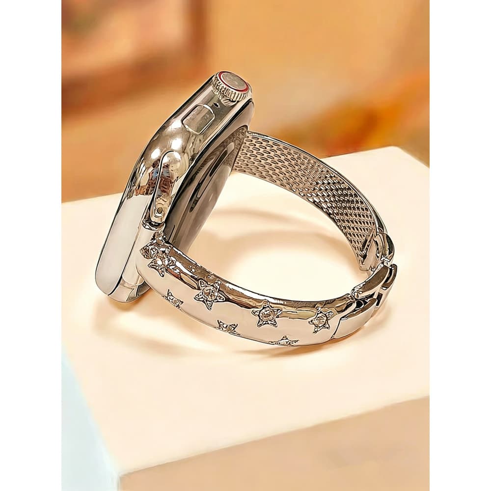 Pulseira De Metal Estrela Brilhante Compatível Com Apple Watch Band 38/42 40/44 41/45/49 S10/11 42/46mm Feminina Fina De