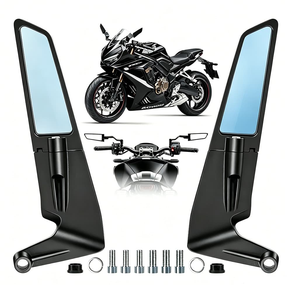 Espelho Retrovisor Para Motocicleta, Refletor Universal De Asa Fixa, Espelho Retrovisor Lateral Giratório