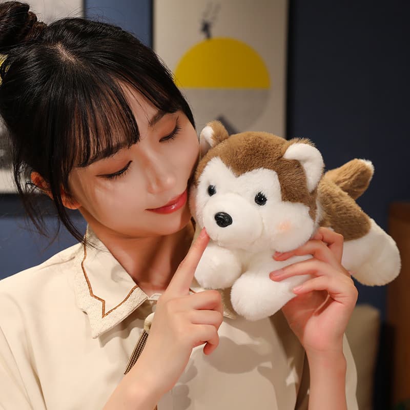 Simulação Fofa Cinza Husky Brinquedo De Pelúcia Realista Dois HA Boneca Macio Em Forma De Cachorro Abraçando Travesseiro