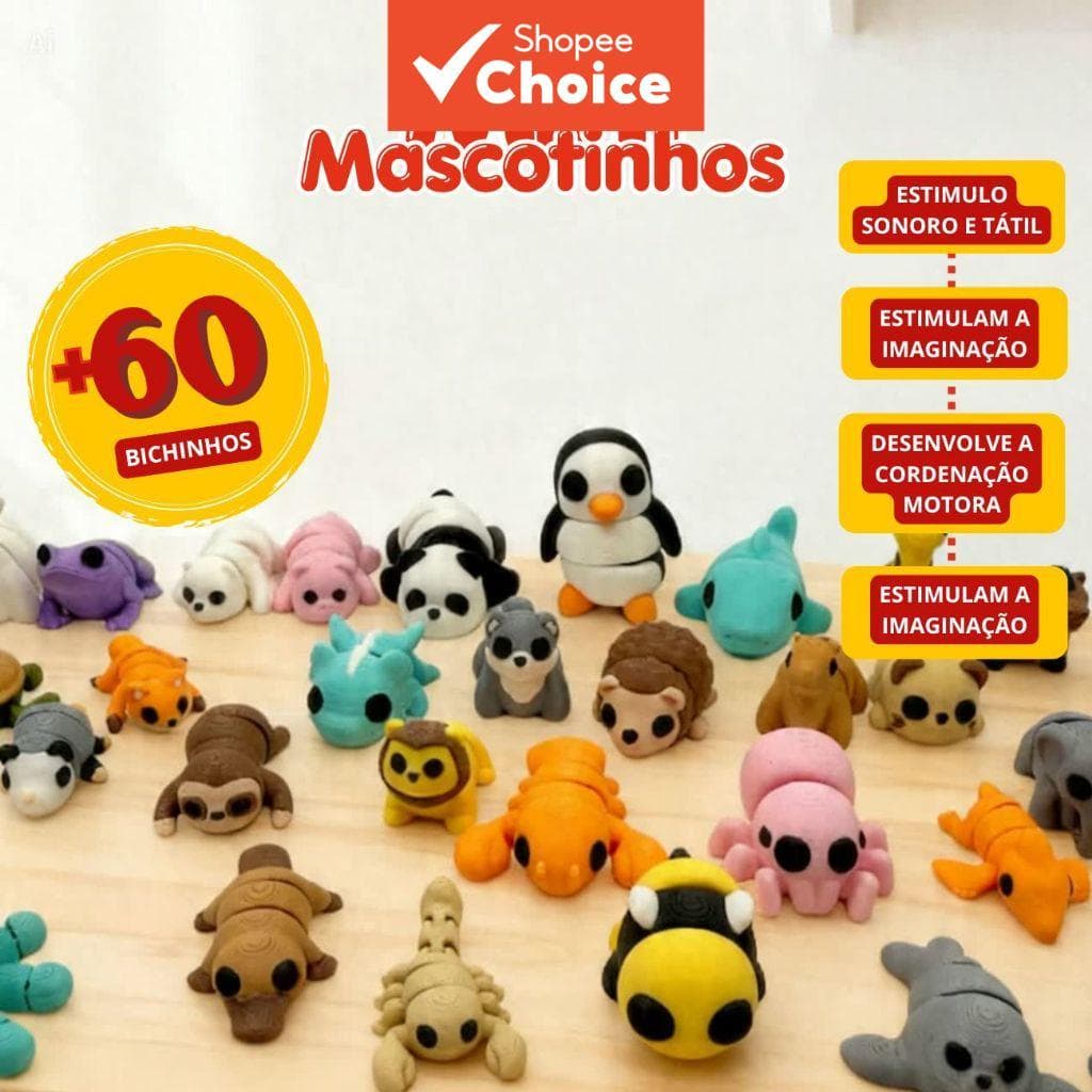 32 brinquedos flexíveis tipo fidget de cachorro e animais para brincar em conjunto