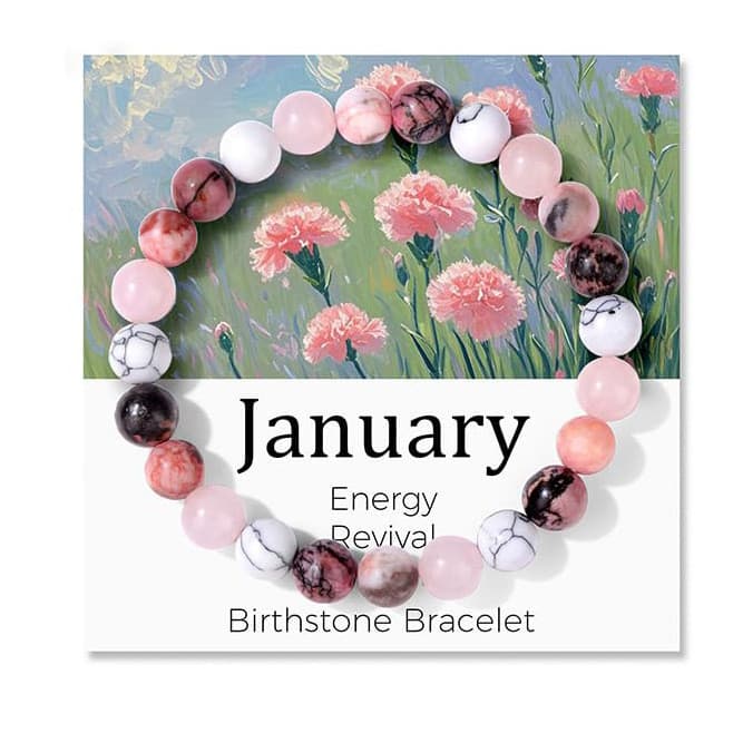 Pulseira Feminina De Pedra Natural Rosa Zebra Quartzo Turquesa Com Contas Cristal De Dezembro