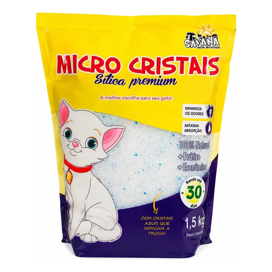 Areia Micro Sílica Para Gatos Savana 1,5kg Premium