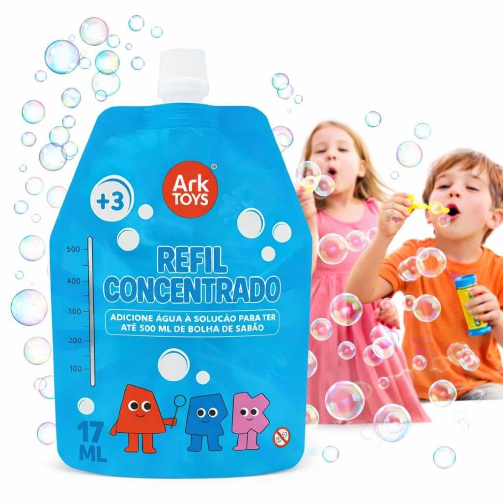 Refil Bolha de Sabão Concentrado 17ml Rende Até 500ml Super Econômico Infantil