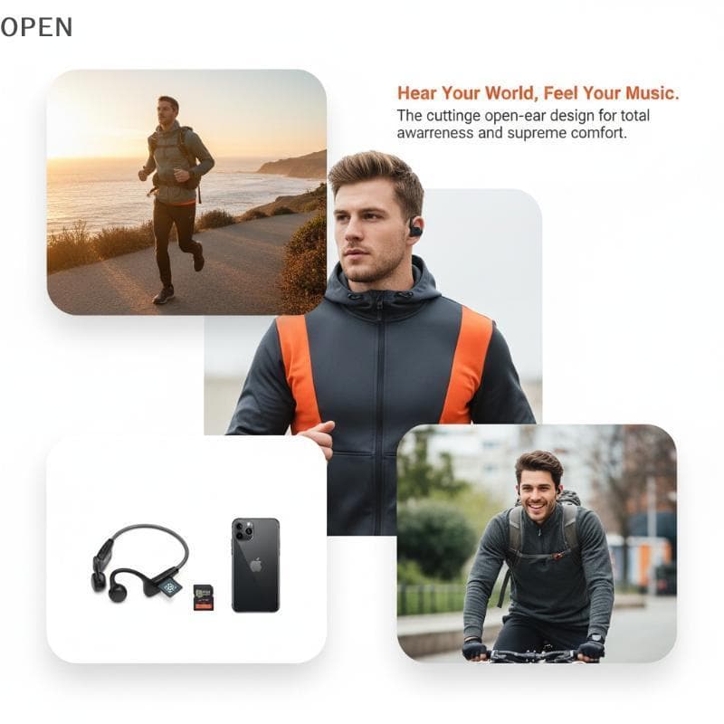 op Fones De Ouvido De Condução Óssea À Prova D'água IPX8 Sem Fio Com 32 Gb MP3 5.4 Para Active Wear sg