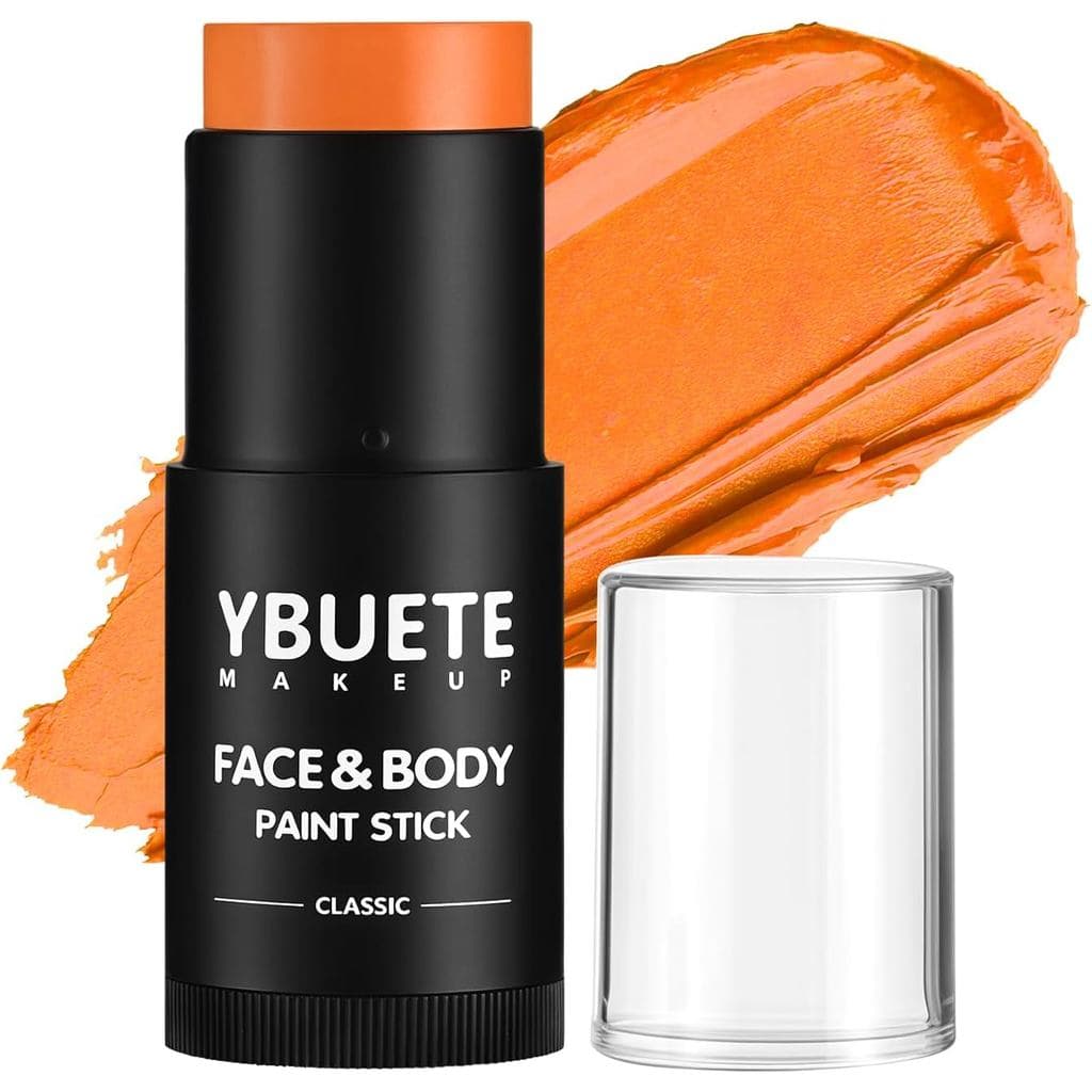 YBUETE Bastão de Pintura Facial e Corporal Laranja, Tinta Facial Profissional em Creme de Cobertura Total Laranja para H