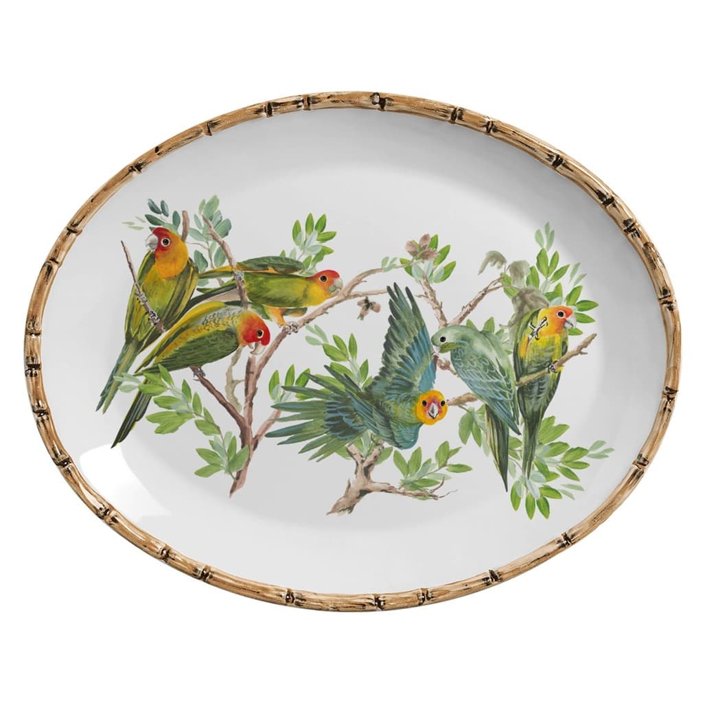 TRAVESSA EM PORCELANA GRANDE GREEN PARROT MB