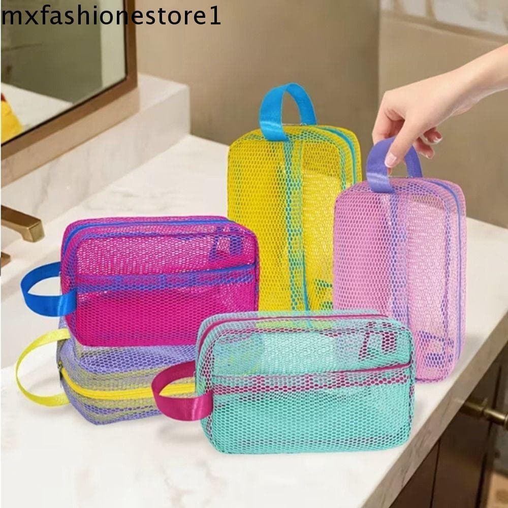 Bolsa De Praia MXFASHIONE Dopamina , Cosmética Portátil De Malha Com Fecho De Zíper Higiene Leve