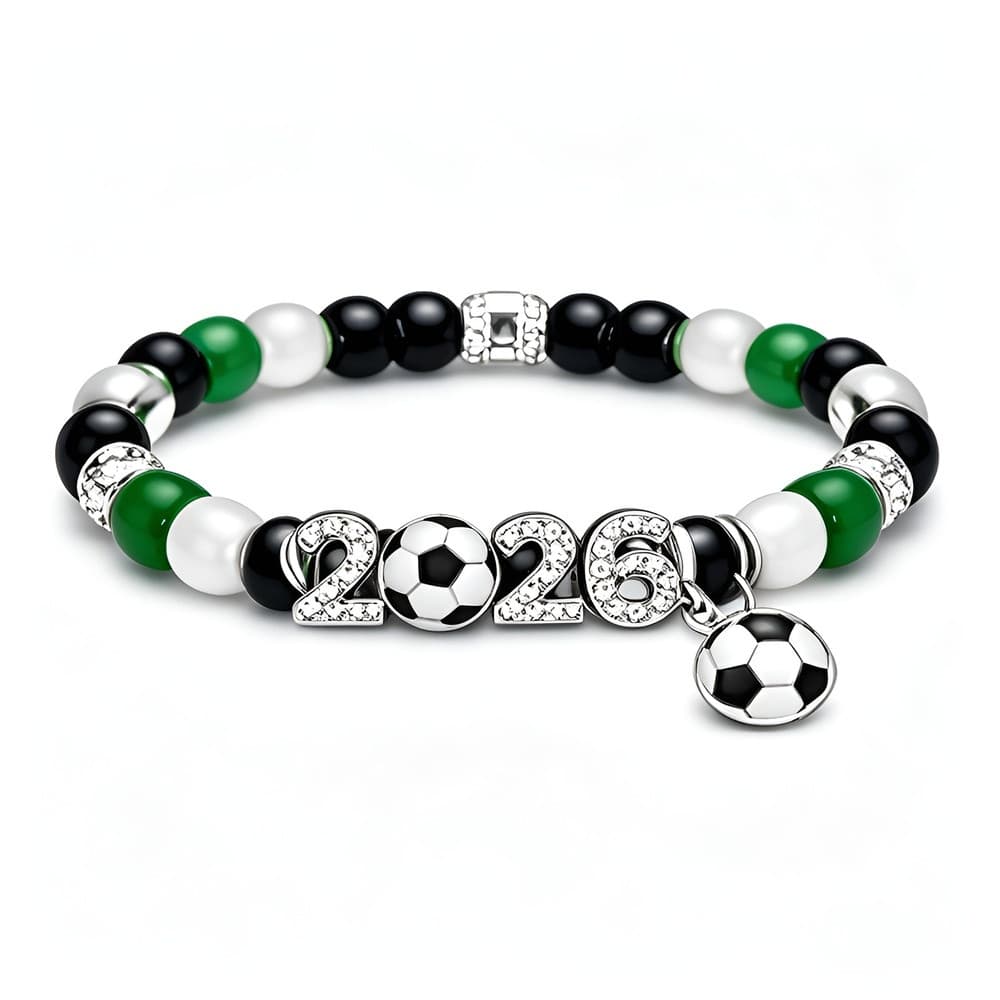 Pulseira Futebol Ajustável Dourada com Pingente Estrela com Cristais Presente para Fãs
