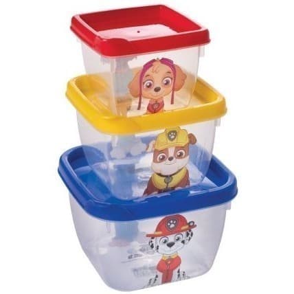Kit 3 Potes Plasutil Patrulha Canina BABY para Lanches Frutas Escolar Infantil Prático e Divertido