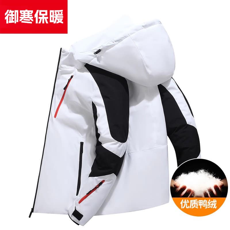 Jaqueta masculina estilo curto 2025 inverno novo estilo branco Casual com capuz na moda jaqueta quente espessada masculi