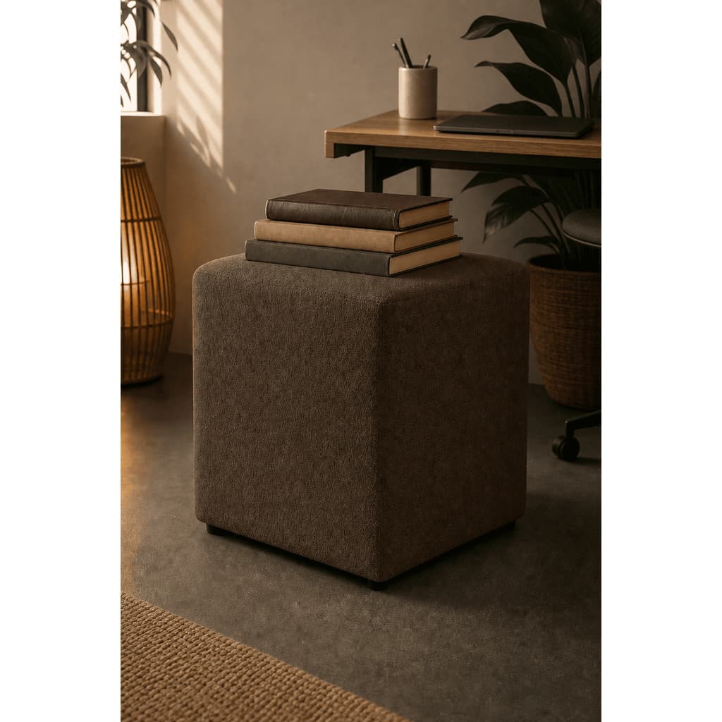 Puff Cubo Aveludado Decorativo Sala Quarto Macio Design Luxo