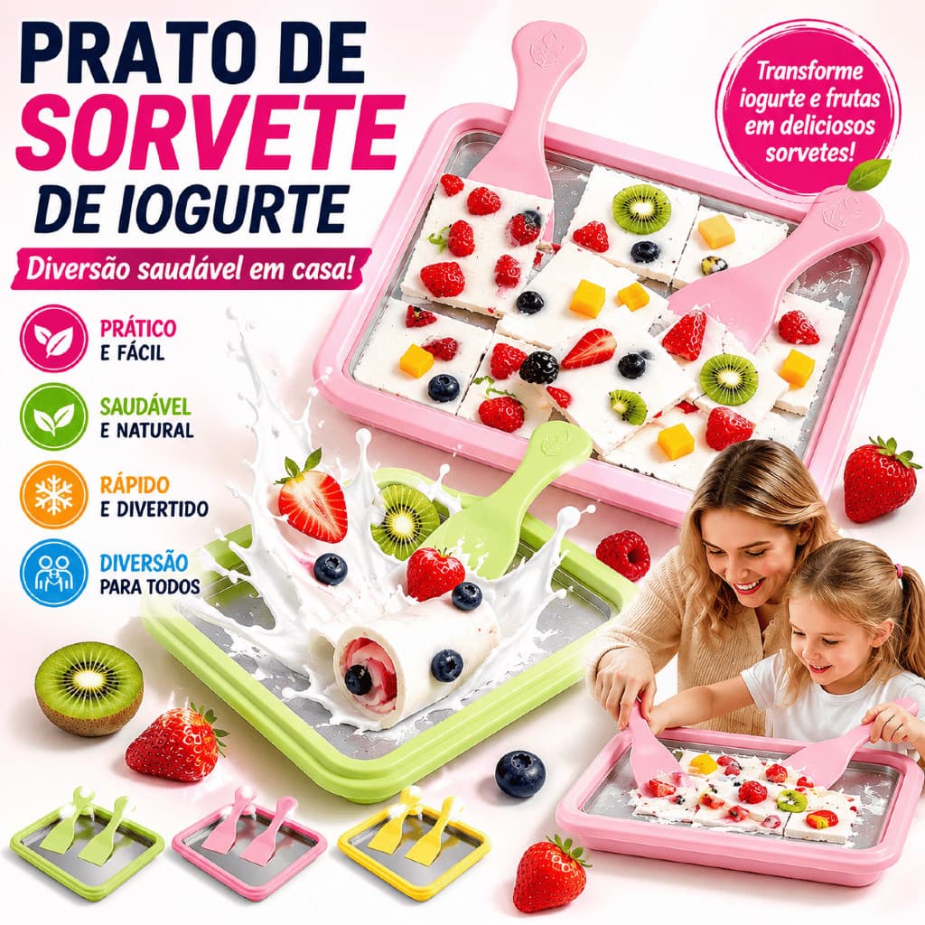 Máquina Sorvete em Rolo com 2 Espátulas - Chapa para Fazer Sorvete Tailandês Caseiro 🍦❄️