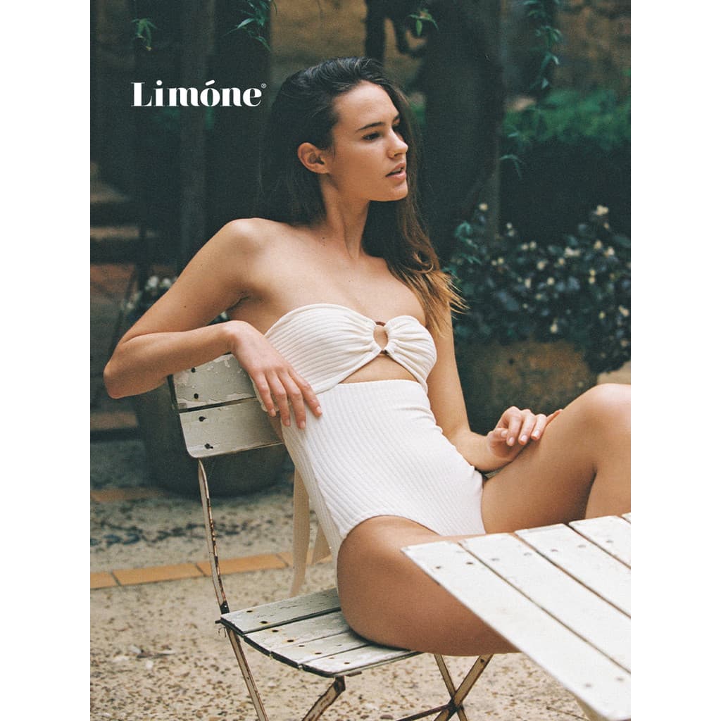 [1saye mesmo estilo] Limone Novo estilo branco maiô de uma peça feminino europeu americano praia beira-mar férias maiô