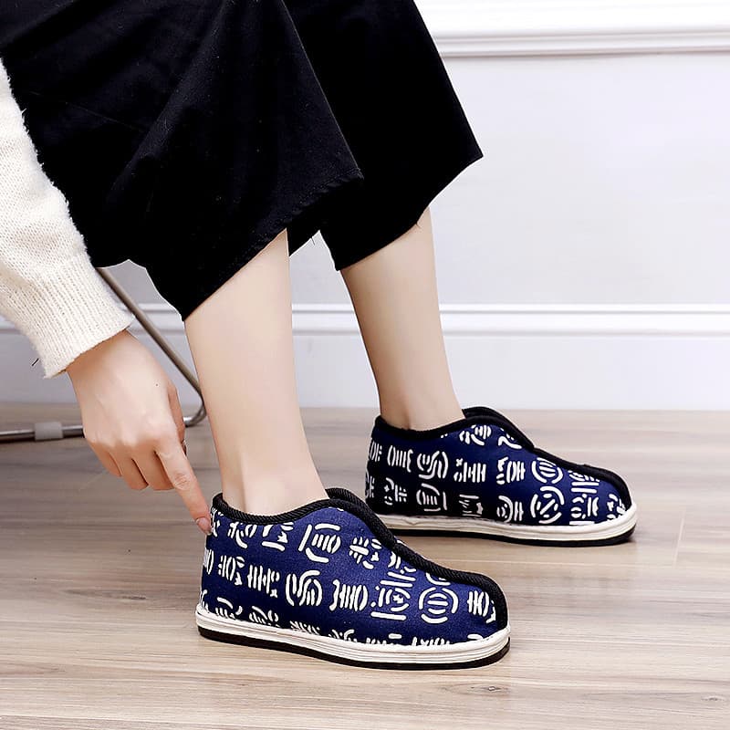 Melaleuca Sola Sapatos de Pano Mulheres Forro de Lã de Inverno Estilo Retro Capa Pé Quente Sapatos de Inverno Mulheres A