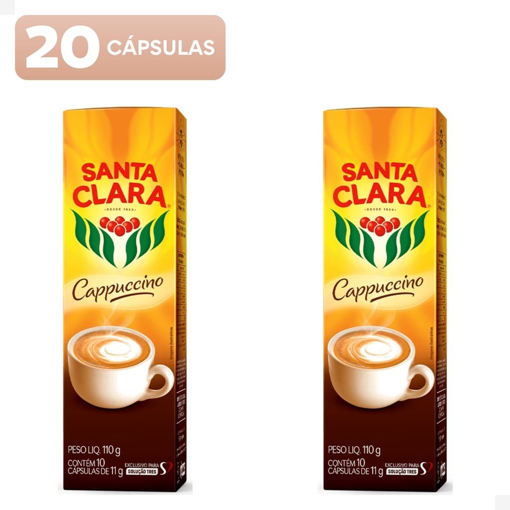 Kit com 20 cápsulas de Cappuccino Santa Clara (2 caixas)
