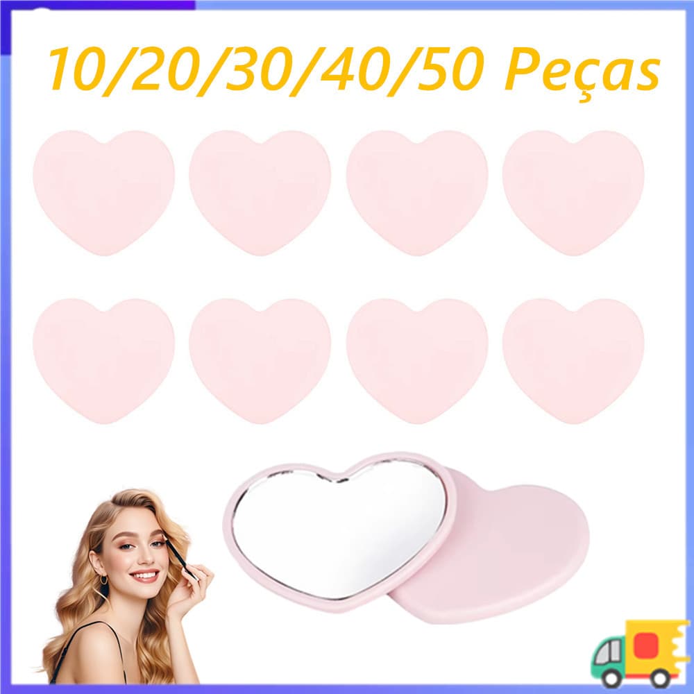 Mini espelho de maquiagem, espelho de bolso de viagem, presente de espelho portátil para meninas, rosa 10-40 peças
