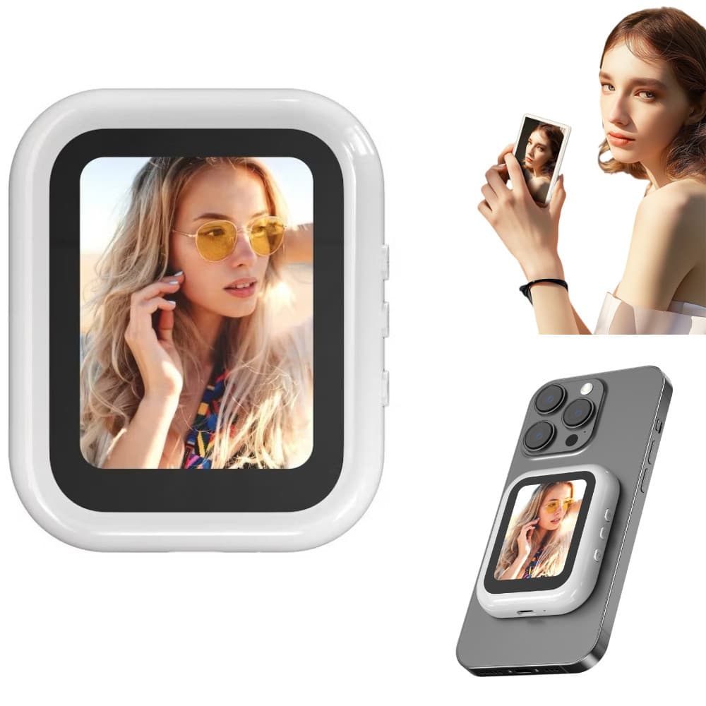 Monitor de Selfie Sem Fio para Vlogs, Mini Tela Magnética Portátil, Compatível com iPhone e Android