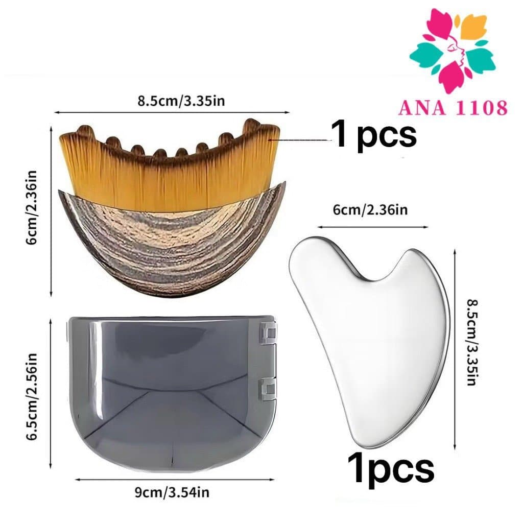 ANA1108 Escovas de Contorno Linfático para o Rosto, Linfáticas com 1 Ferramenta Gua Sha