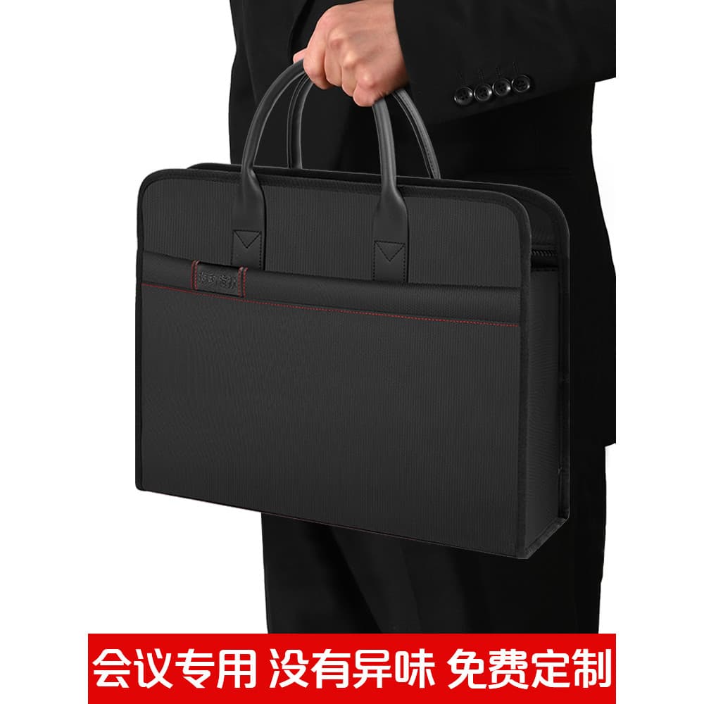 Pasta de grande capacidade estilo masculino forte saco de arquivo ampliado Extra grosso bolsa masculina pode conter copo