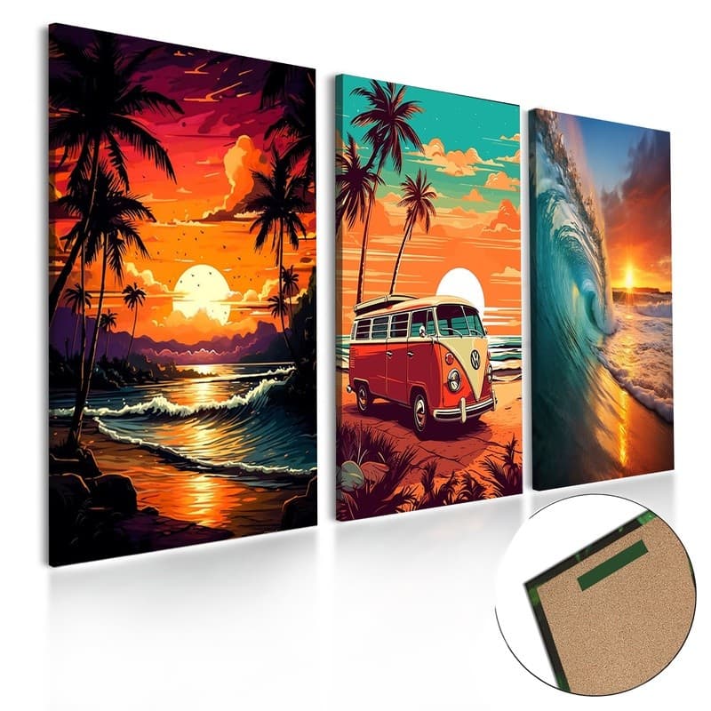 Quadros decorativos 50x30 sala quarto kombi praia