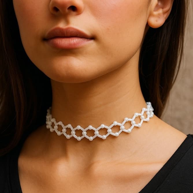 Kit 2 Colares Gargantilha Curta Chocker de Miçanga - Com Corrente Ajustável - Super Resistente - Várias Cores