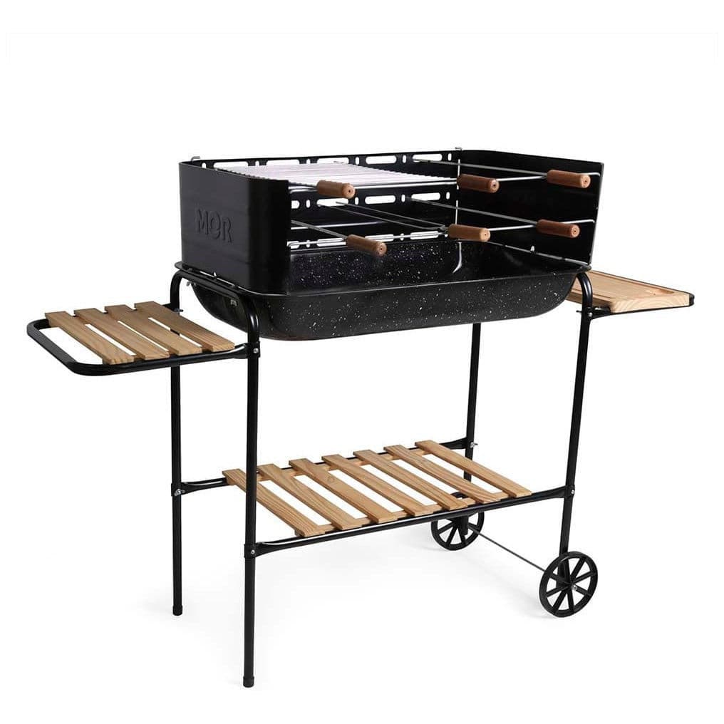 Mor Churrasqueira Rodeio Bacia Esmaltada Resistente Com Rodinhas Verão Praia Piscina Camping Preto E Branco