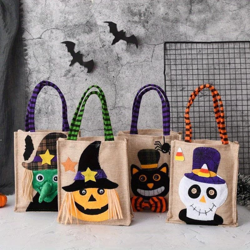 Presente De Halloween Não Tecido Sacola Chapéu Preto Abóbora Bruxa Horror Fantasma Festival Festa Truque Ou Travessura F