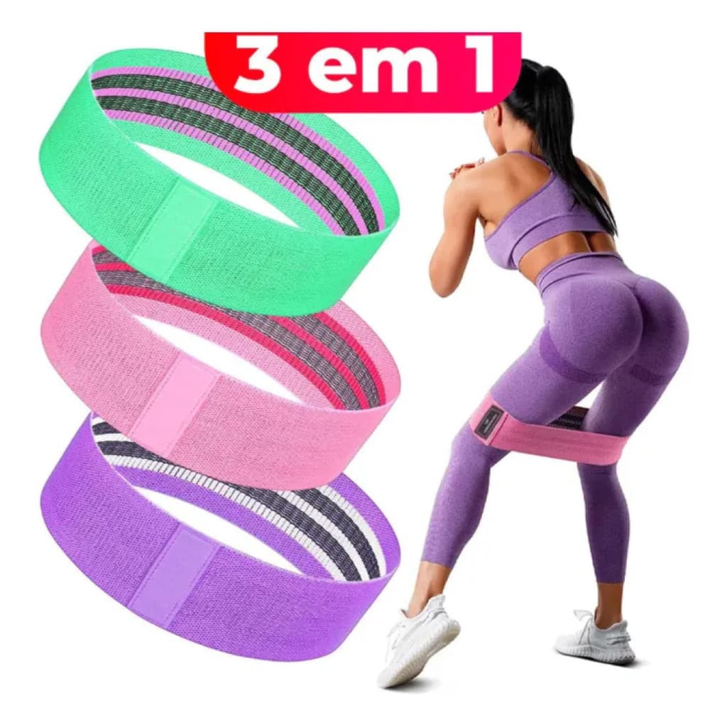 Extensor Academia Kit 3 Faixas Elásticas Para Treino