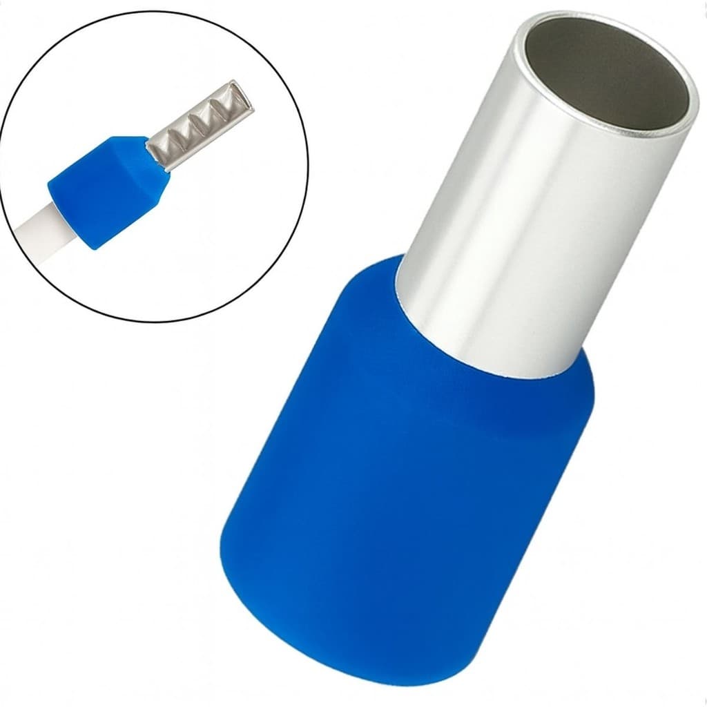 TERMINAL TUBULAR ILHÓS SIMPLES 50MM AZUL 10 PEÇAS
