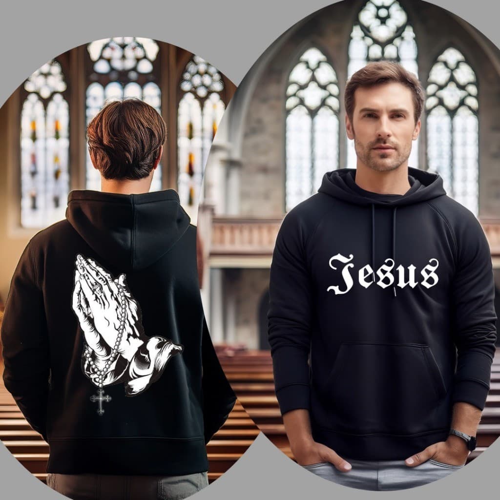 Moletom blusa de frio agasalho canguru estampado com capuz Jesus Religião fé