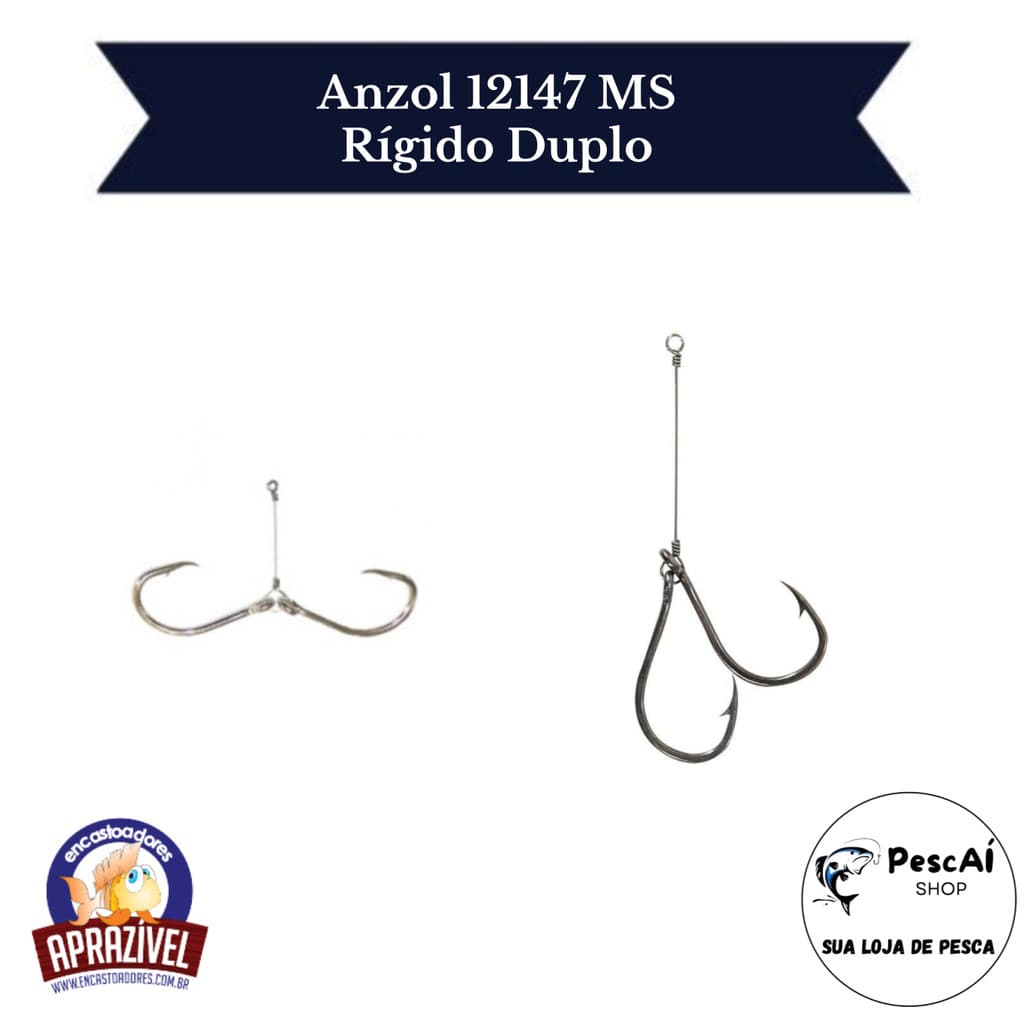 Anzol Encastoado - 12147 MS - Encastoadores Aprazível - Rígido Duplo - Nickel - Cartela com 10 Unidades