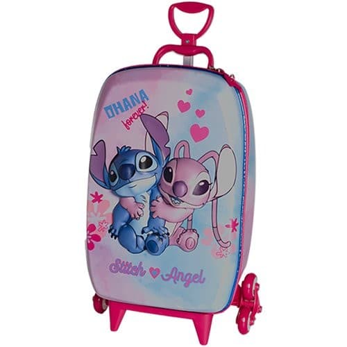 Mala Infantil Personagem 3d Rodinhas Leve Resistente Viagem Escola Rosa Multicolorida