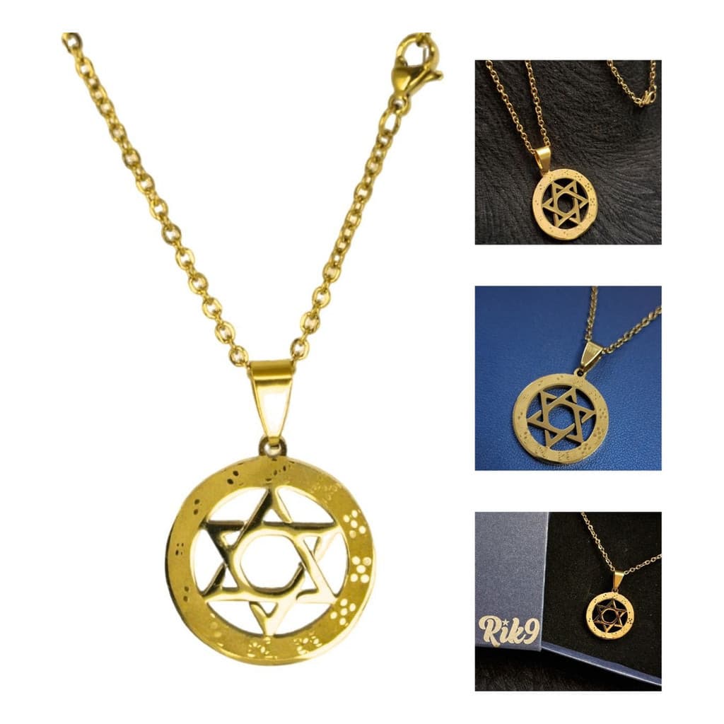 Gargantilha Feminina Estrela Davi Cristão Amado De Deus Aço Inox Antialérgico Banhado a Ouro 18k